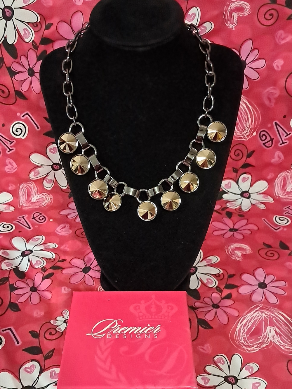 Premier Designs Step It Up Gold and Gun Metal Tone Link Necklace